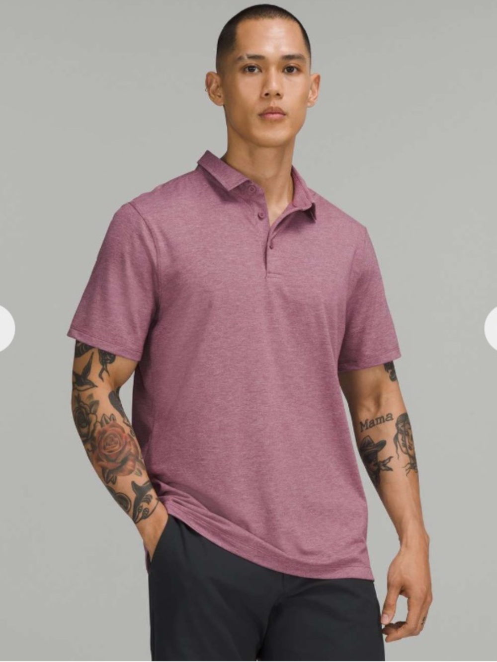 Lululemon Evolution Short Sleeve Polo Shirt Men XL Heathered Vintage Plum Office